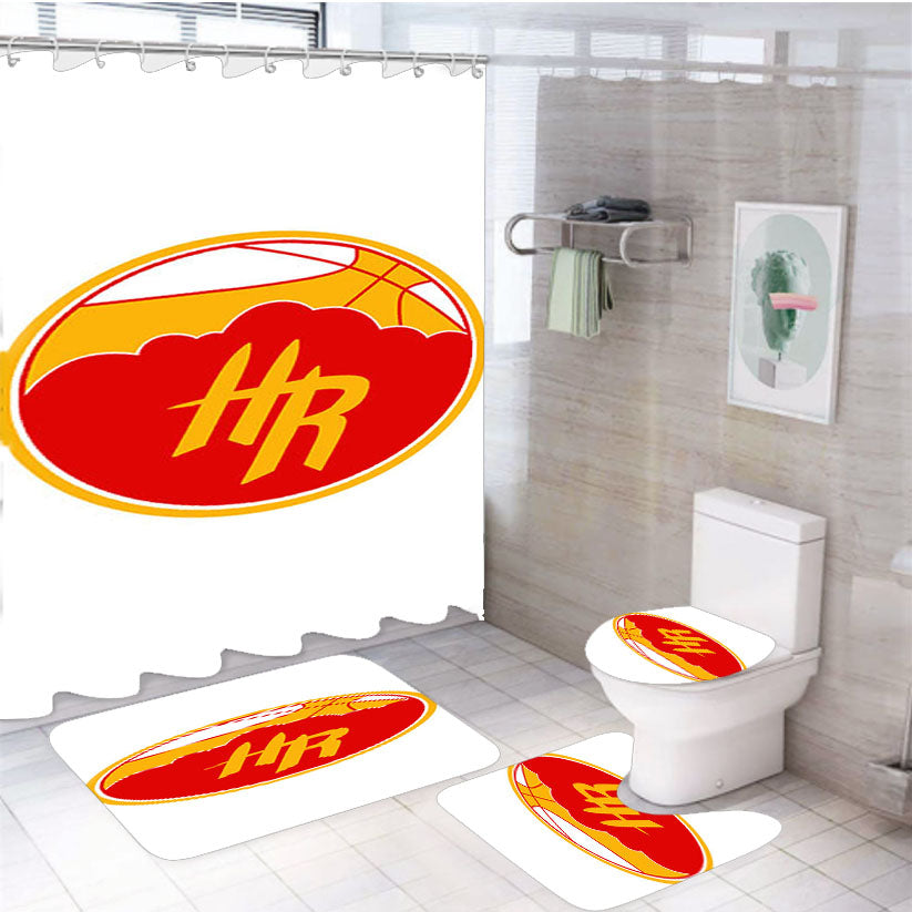 Ball Houston Rockets Design 4Pcs Bathroom Set Shower Curtain