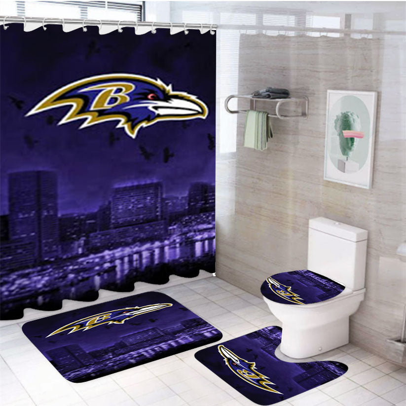 Baltimore Ravens Emblem 4Pcs Bathroom Set Shower Curtain