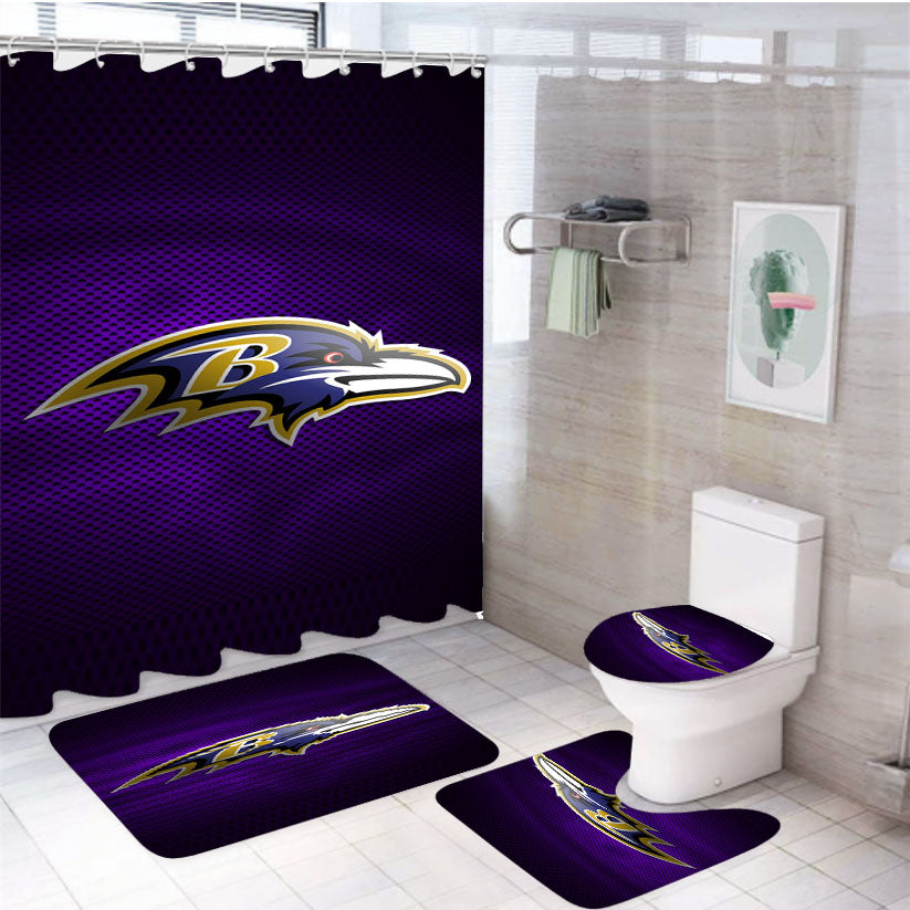 Baltimore Ravens Logo 4Pcs Bathroom Set Shower Curtain