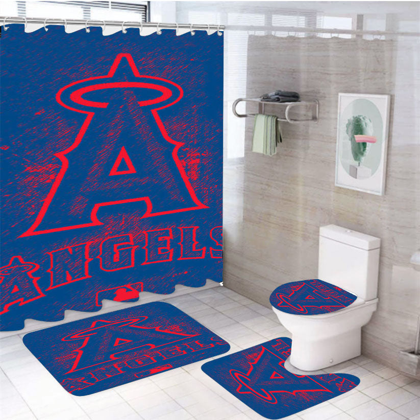 Baseball Angels 4Pcs Bathroom Set Shower Curtain