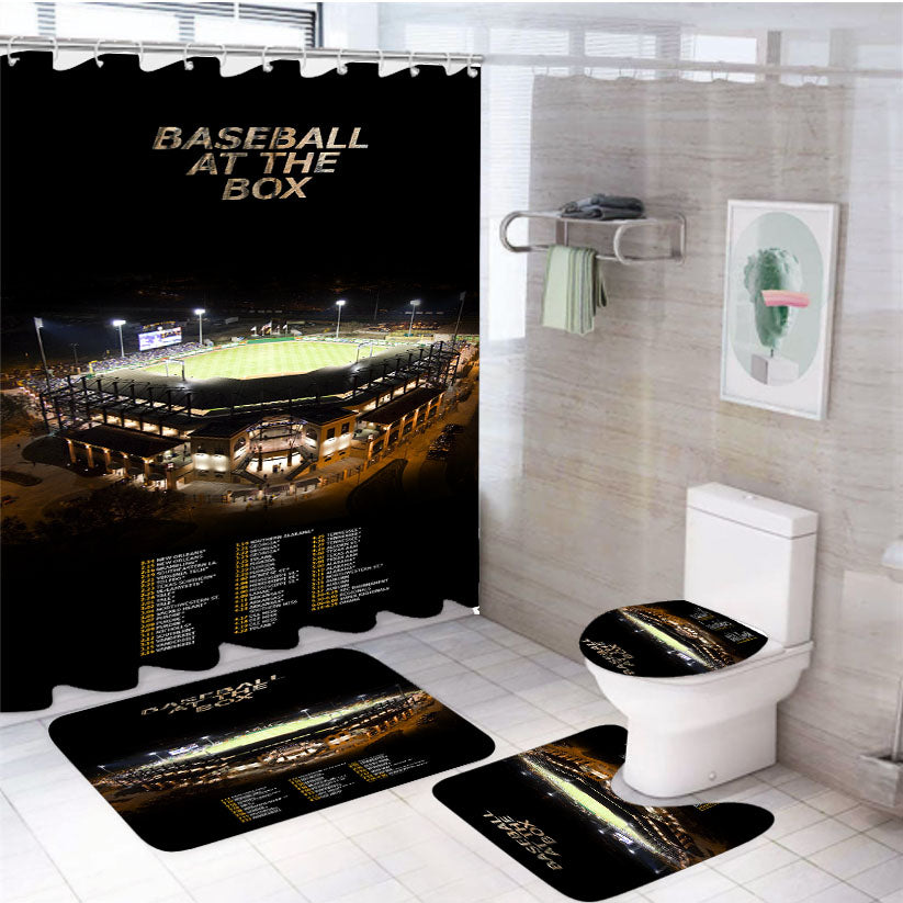 Baseball At The Box Stadium Wallpaper 4Pcs Bathroom Set Shower Curtain
