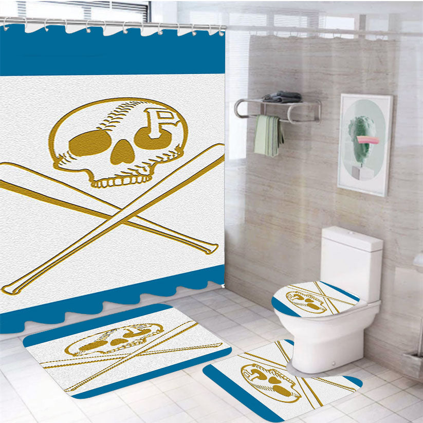 Baseball Pirates 4Pcs Bathroom Set Shower Curtain