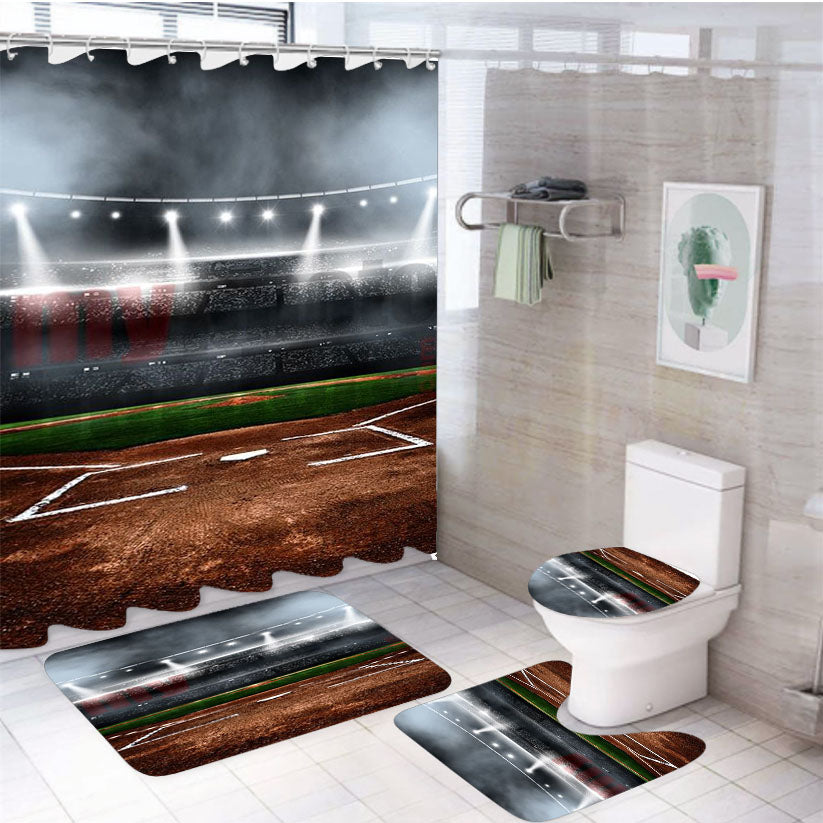 Baseball Stadium 4Pcs Bathroom Set Shower Curtain