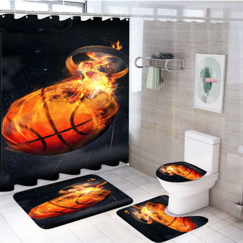 Basket Ball 4Pcs Bathroom Set Shower Curtain