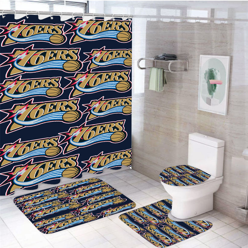 Basket Ball 76Ers Nba 4Pcs Bathroom Set Shower Curtain