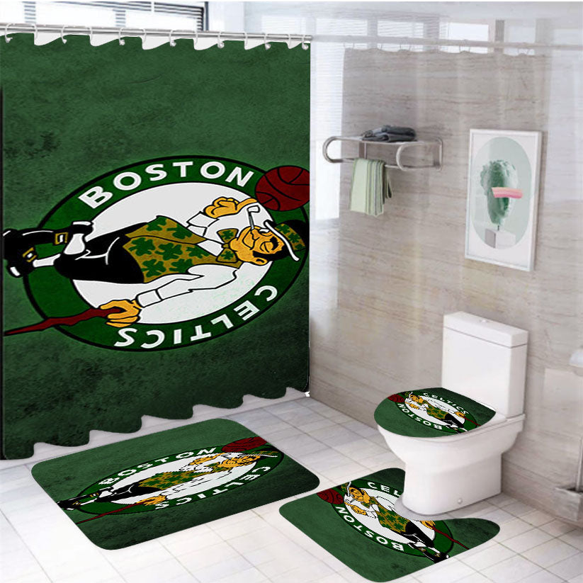 Basket Ball Boston Celtic 4Pcs Bathroom Set Shower Curtain