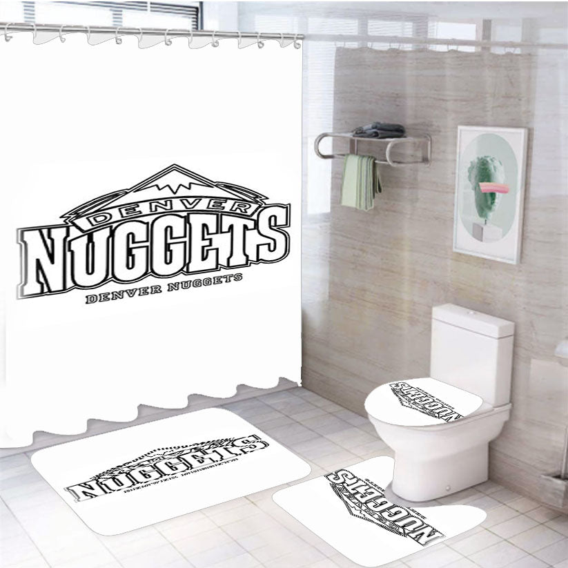 Basketball At Coloring Denver Nuggets 4Pcs Bathroom Set Shower Curtain