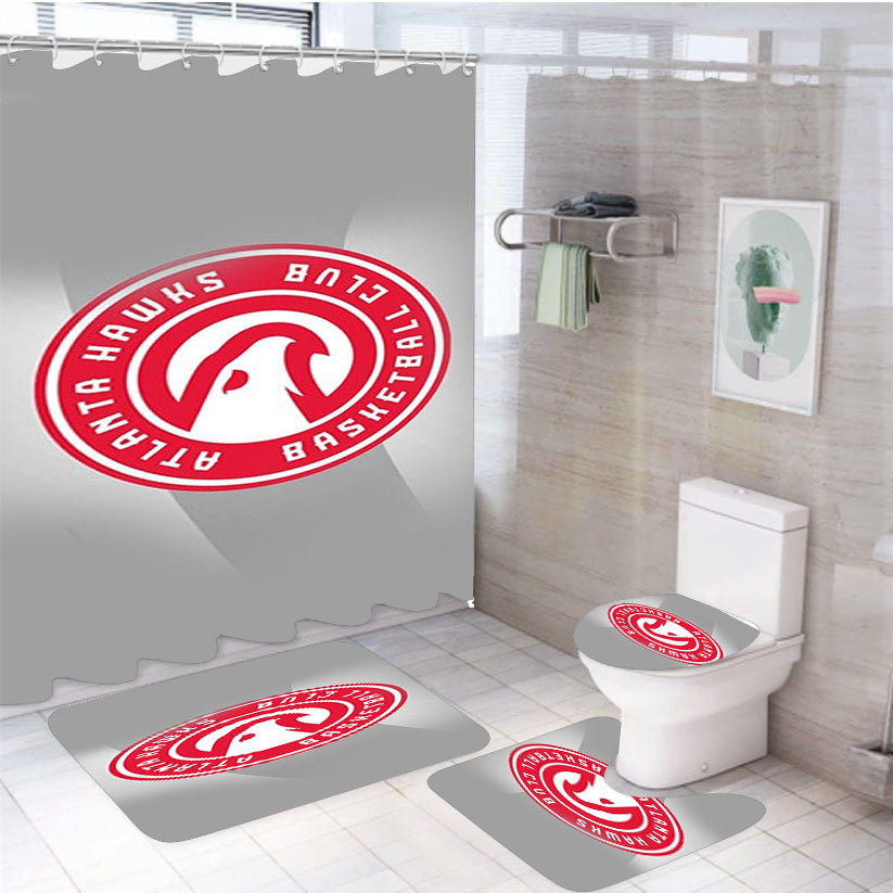 Basketball Club Atlanta Hawks 4Pcs Bathroom Set Shower Curtain