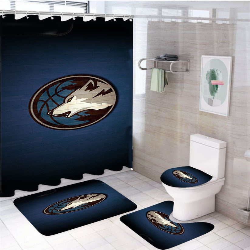 Basketball Minnesota Timberwolves 4Pcs Bathroom Set Shower Curtain