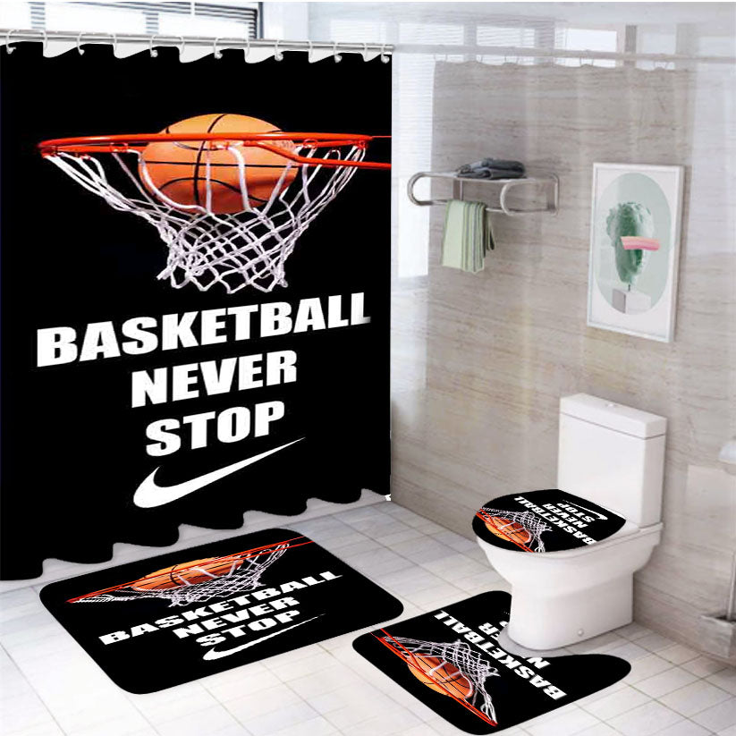 Basketball Never Stop Nike 4Pcs Bathroom Set Shower Curtain