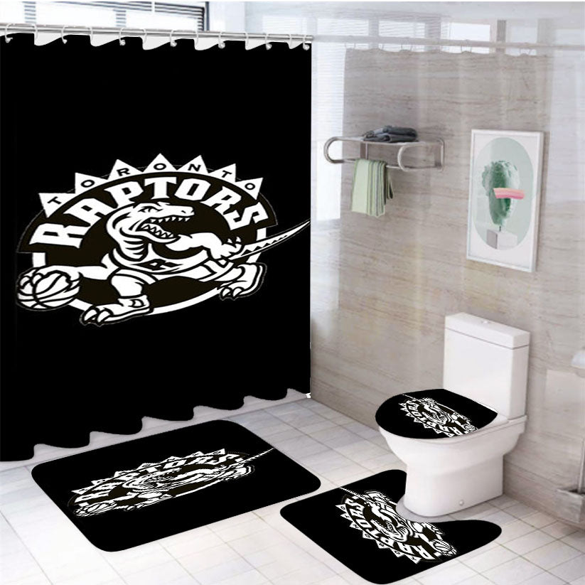 Black And White Toronto Raptors 4Pcs Bathroom Set Shower Curtain