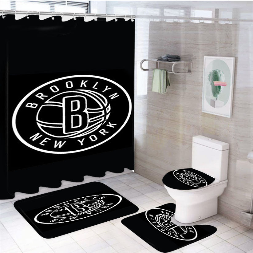 Black Brooklyn 4Pcs Bathroom Set Shower Curtain