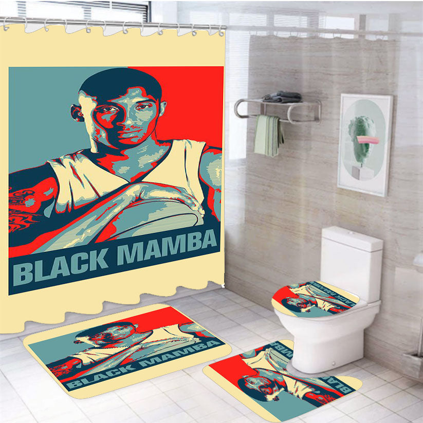 Black Mamba Kobe Bryant Pop Culture 4Pcs Bathroom Set Shower Curtain