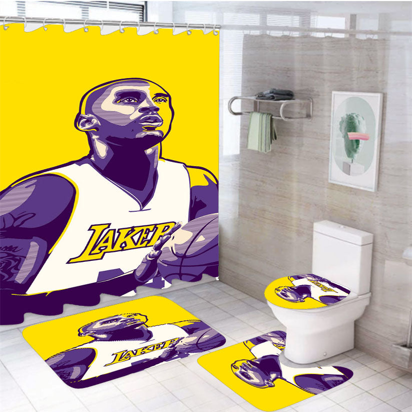 Black Mamba Lakers Kobe Bryant Nba 4Pcs Bathroom Set Shower Curtain