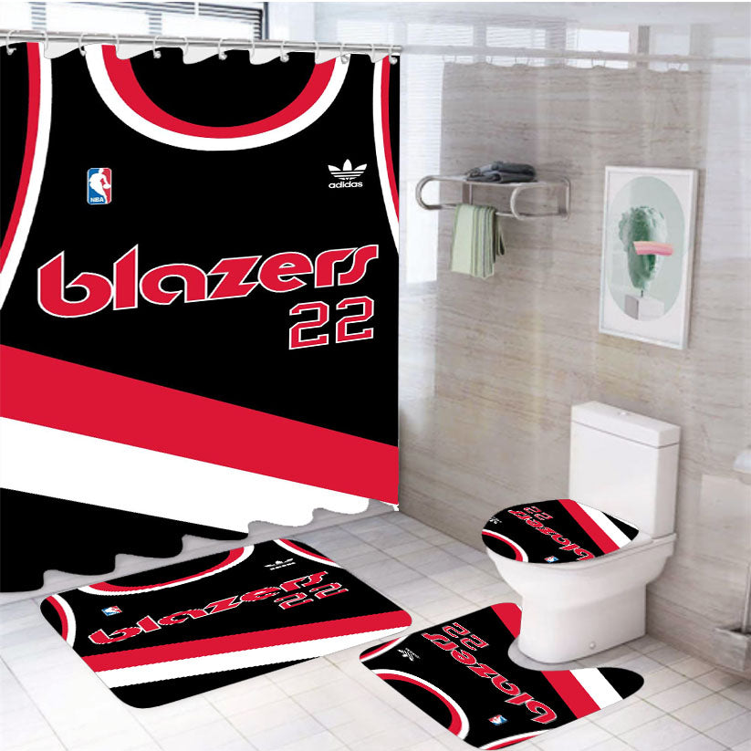 Blazers Jersey Uniform Basketball Number 22 4Pcs Bathroom Set Shower Curtain
