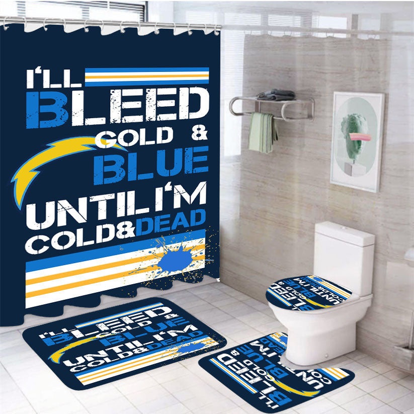 Bleed Gold And Blue San Diego Chargers 4Pcs Bathroom Set Shower Curtain