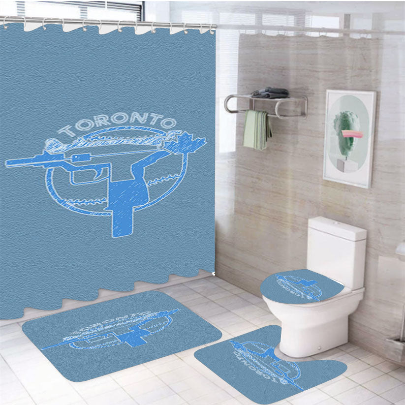 Blue Art Toronto 4Pcs Bathroom Set Shower Curtain