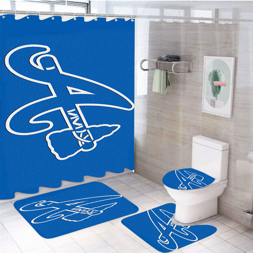 Blue Braves Atlantis 4Pcs Bathroom Set Shower Curtain