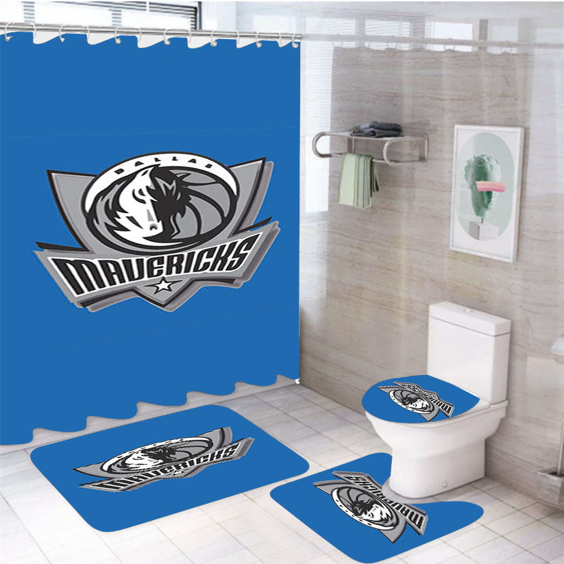 Blue Dallas Mavericks 4Pcs Bathroom Set Shower Curtain