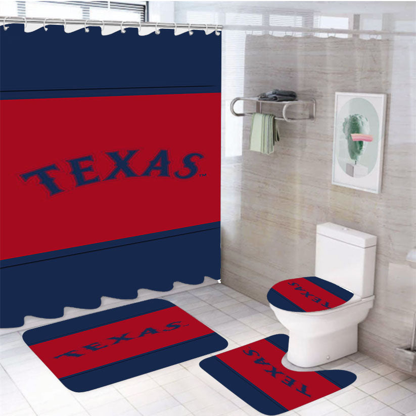 Blue Texas 4Pcs Bathroom Set Shower Curtain
