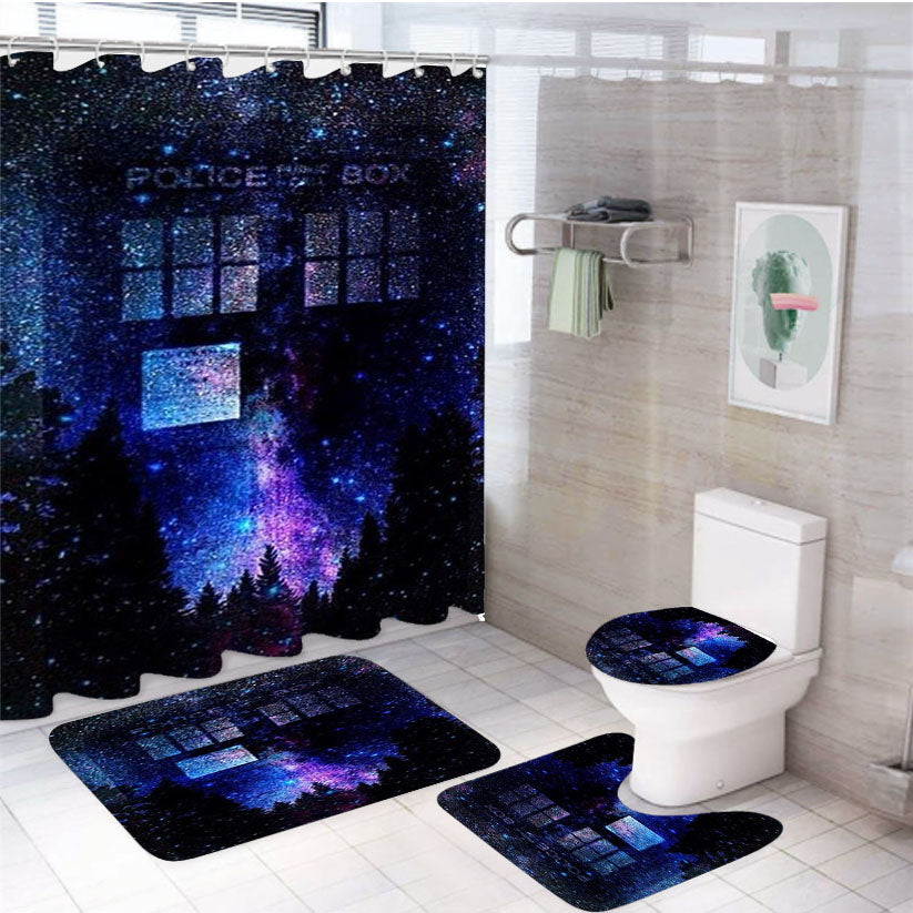 Bluetardis Tenth Doctor Dr Who In Space 4Pcs Bathroom Set Shower Curtain