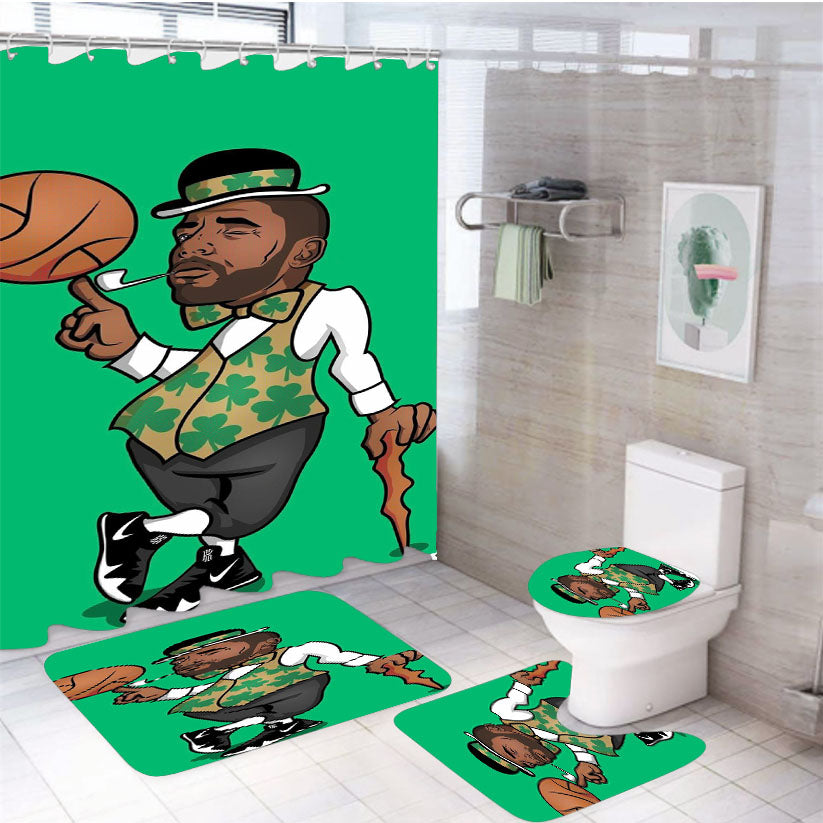 Boston Basket Ball Star 4Pcs Bathroom Set Shower Curtain