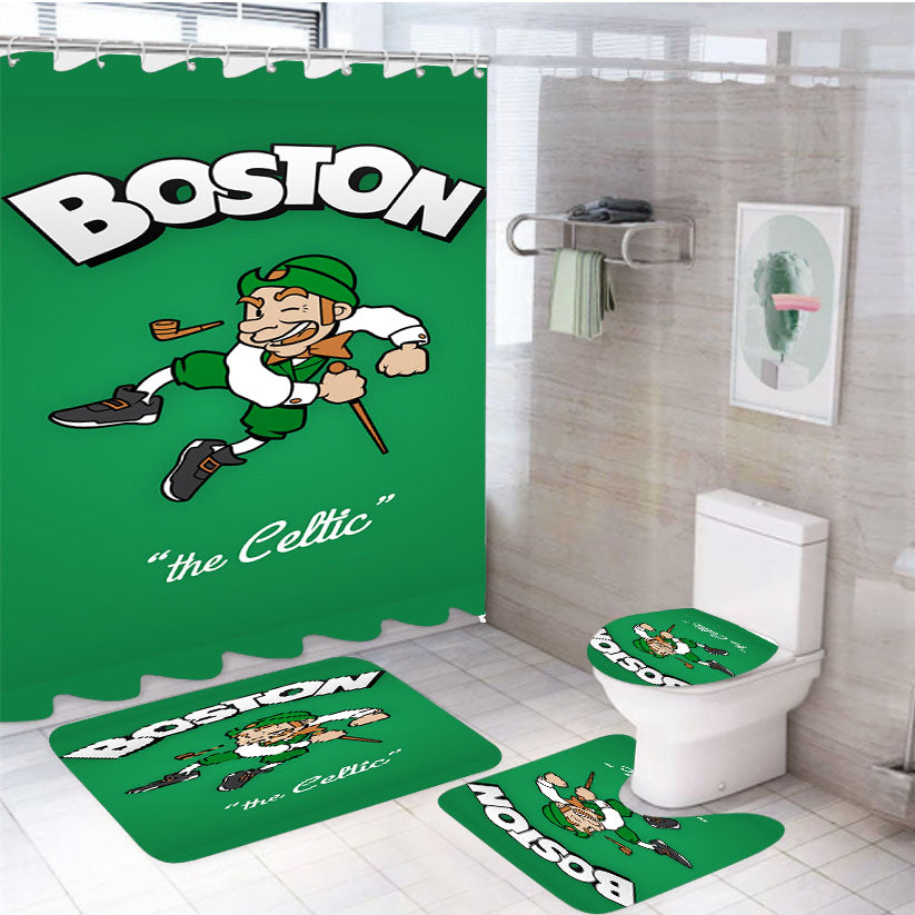 Boston Celtic 4Pcs Bathroom Set Shower Curtain