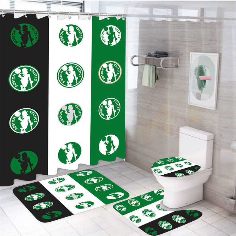 Boston Celtics Announce New Logo 4Pcs Bathroom Set Shower Curtain