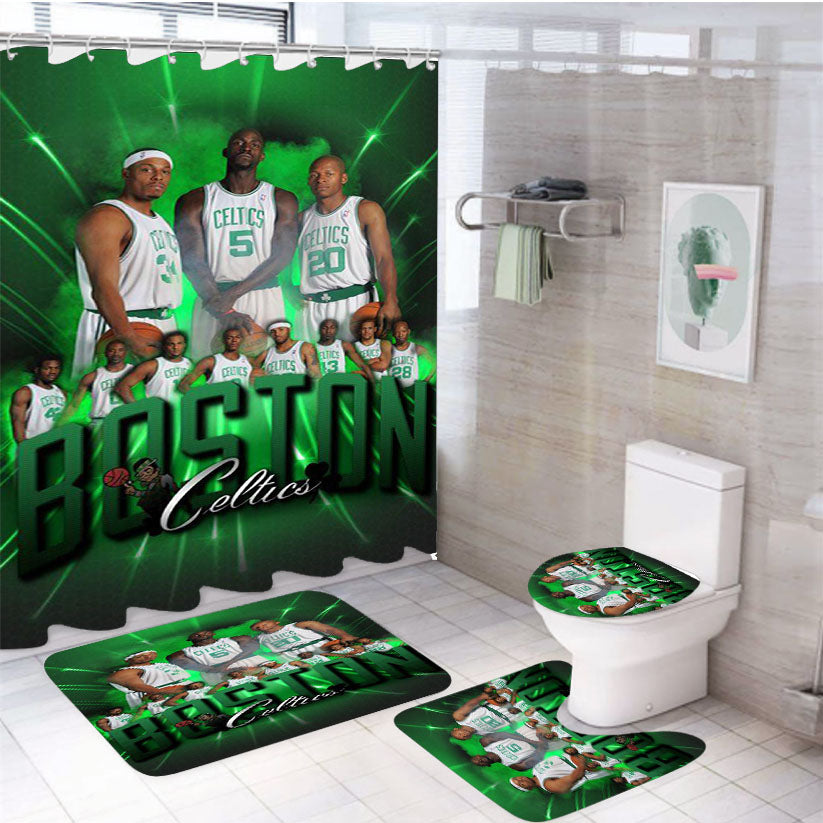 Boston Celtics Basketball Player 4Pcs Bathroom Set Shower Curtain
