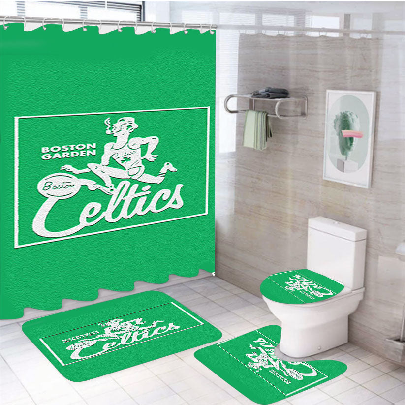 Boston Garden Celtics 4Pcs Bathroom Set Shower Curtain