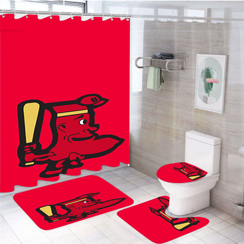 Boston Playing 4Pcs Bathroom Set Shower Curtain