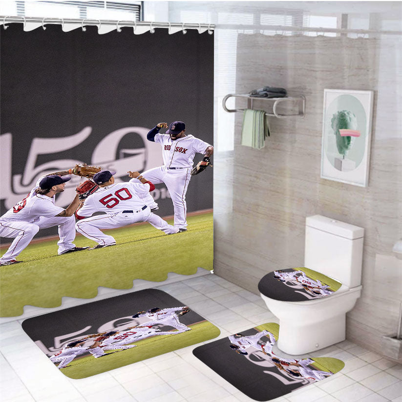 Boston Red Sox Celebration 4Pcs Bathroom Set Shower Curtain