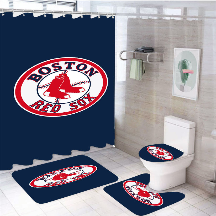 Boston Red Sox On The Forbes Mlb 4Pcs Bathroom Set Shower Curtain