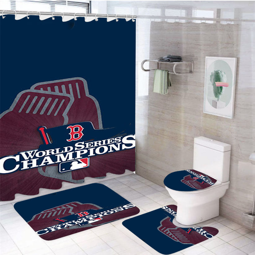 Boston Red Sox World Series 4Pcs Bathroom Set Shower Curtain