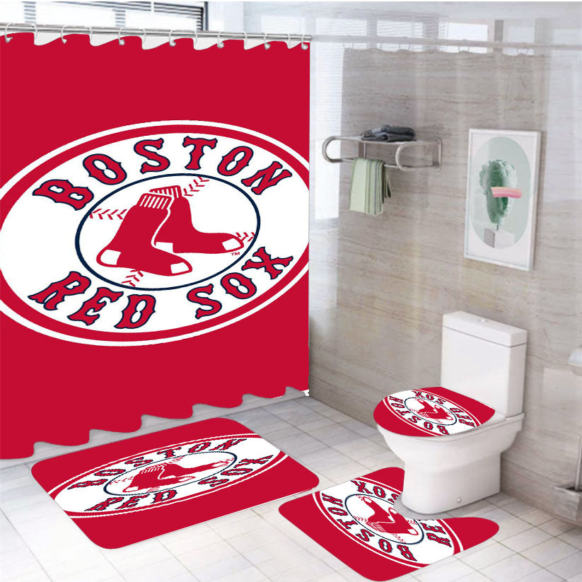 Boston Redsox Logo 4Pcs Bathroom Set Shower Curtain