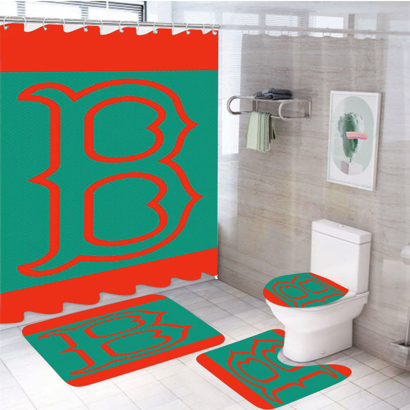 Boston Sox 4Pcs Bathroom Set Shower Curtain