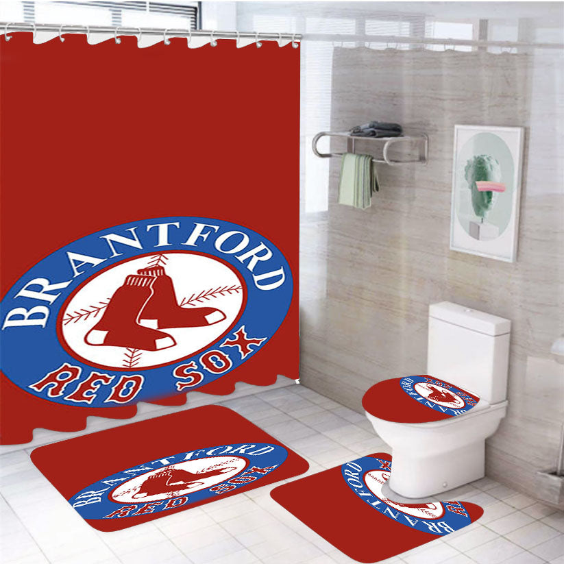 Brantford Red Sox 4Pcs Bathroom Set Shower Curtain
