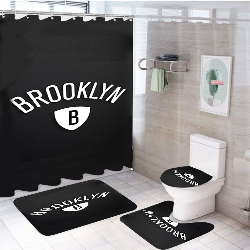 Brookly White Cover 4Pcs Bathroom Set Shower Curtain