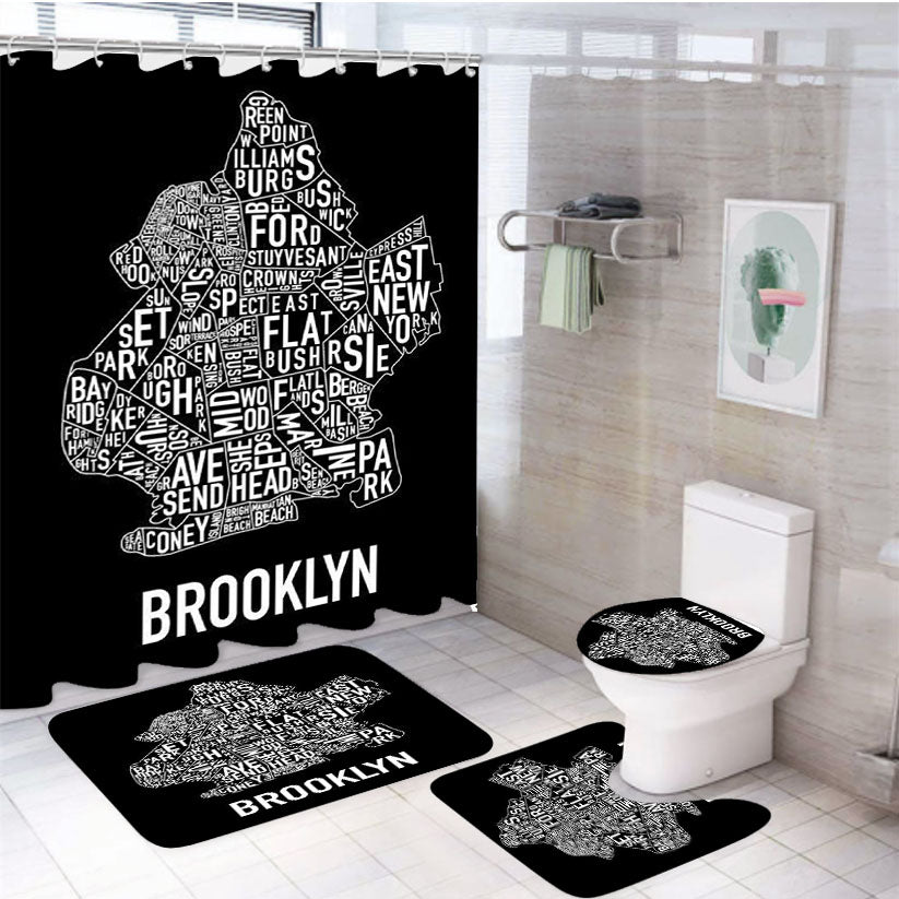 Brooklyn City 4Pcs Bathroom Set Shower Curtain