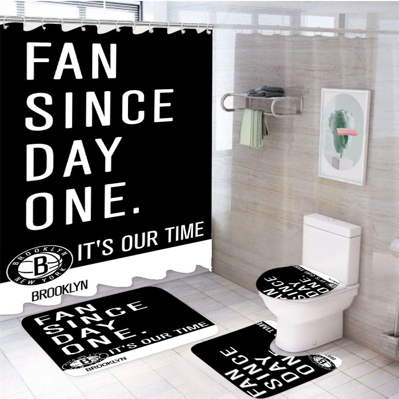 Brooklyn Nets Fan Since Day One 4Pcs Bathroom Set Shower Curtain