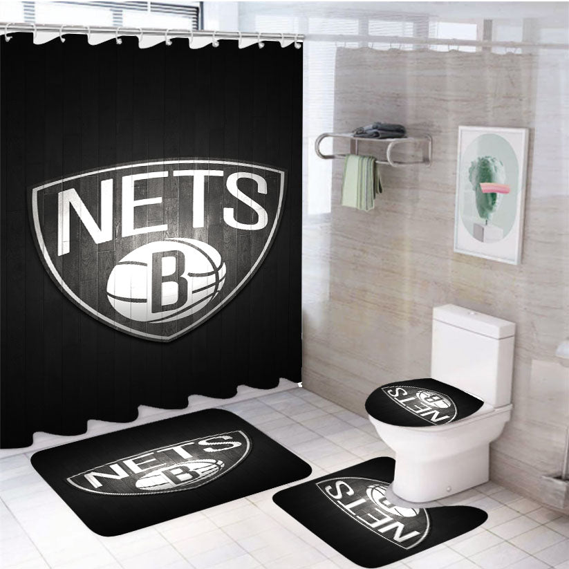 Brooklyn Nets Hardwood 2 4Pcs Bathroom Set Shower Curtain