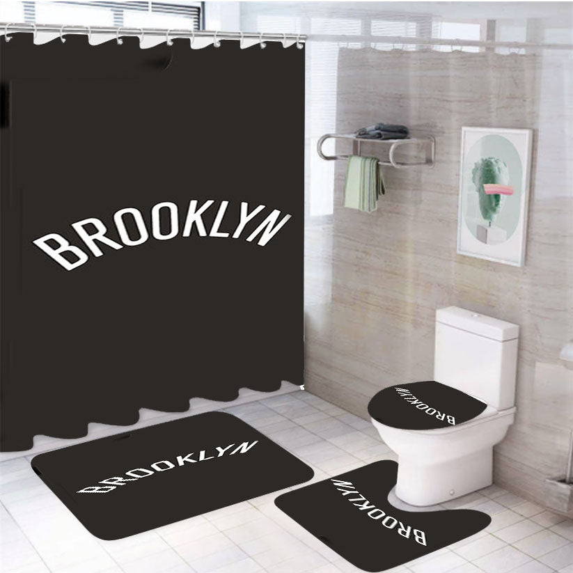 Brown Brooklyn 4Pcs Bathroom Set Shower Curtain