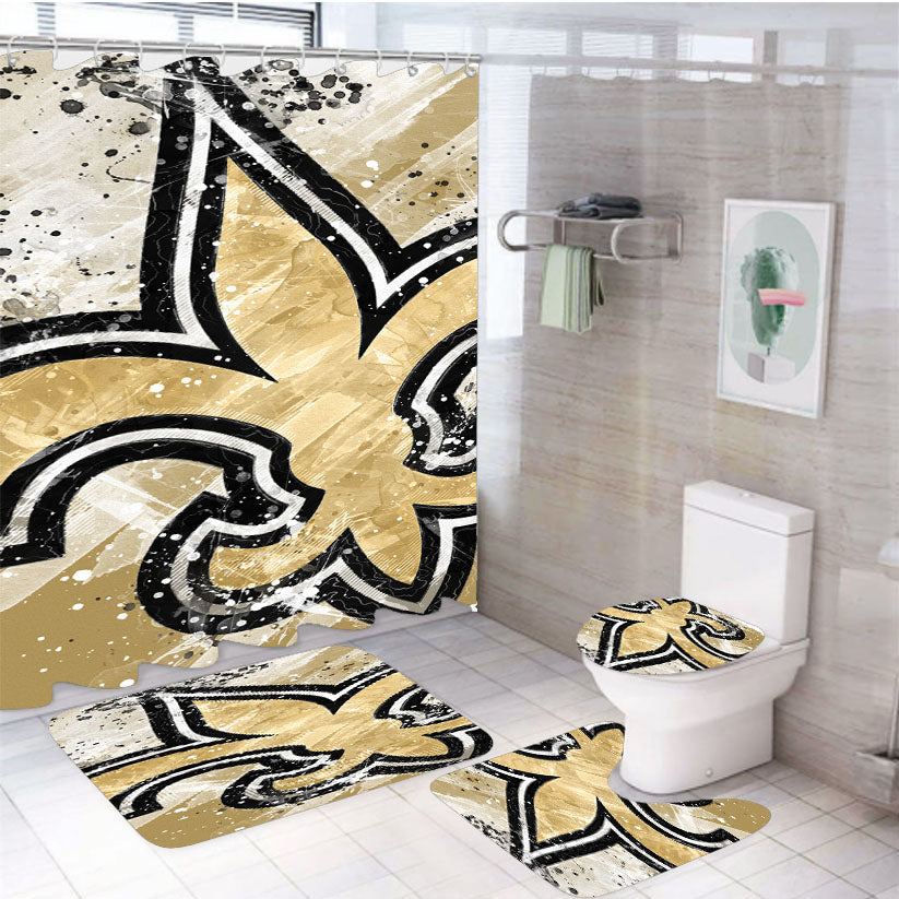 Brush Splat Art Wallpaper New Orleans Saints 4Pcs Bathroom Set Shower Curtain