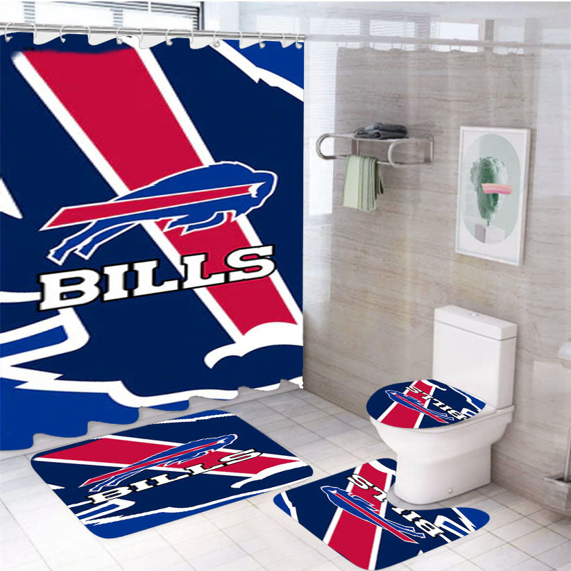 Buffalo Bills Football Team 4Pcs Bathroom Set Shower Curtain