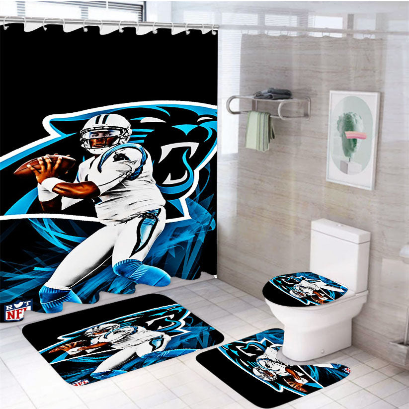Cam Newton Carolina Panthers 4Pcs Bathroom Set Shower Curtain