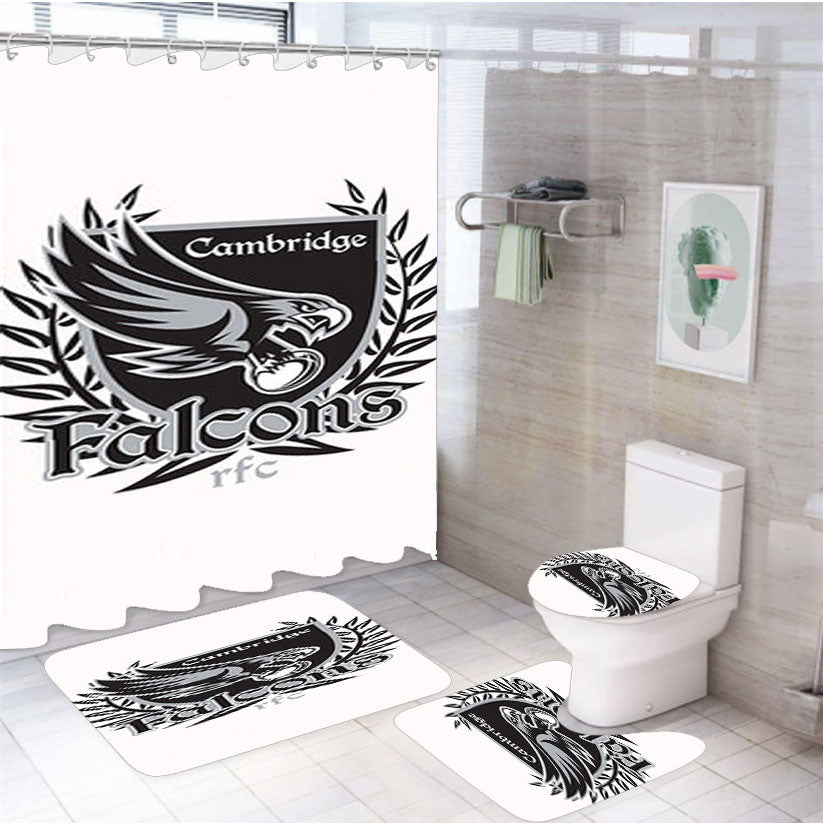 Cambridge Falcons Logo 4Pcs Bathroom Set Shower Curtain