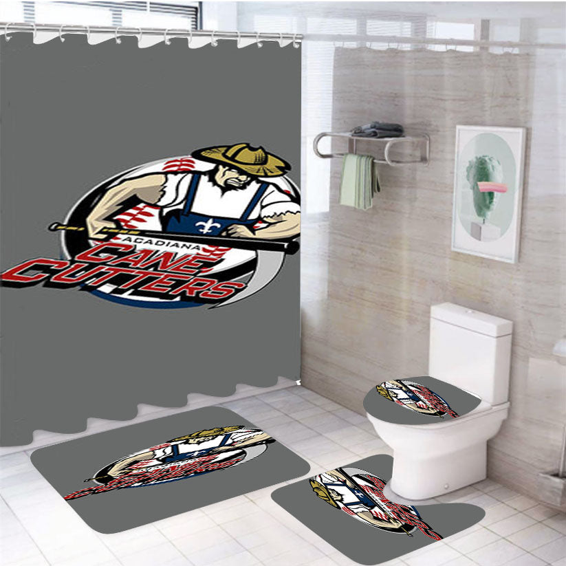 Cane Cutters Baseball Logo Gray 4Pcs Bathroom Set Shower Curtain
