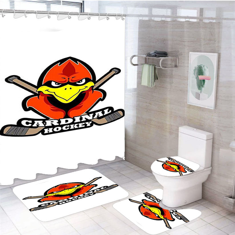 Cardinal Hockey 4Pcs Bathroom Set Shower Curtain