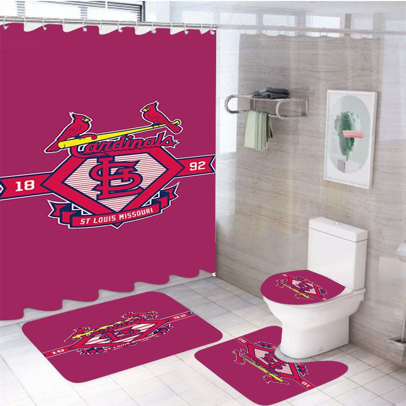 Cardinals Pink 4Pcs Bathroom Set Shower Curtain