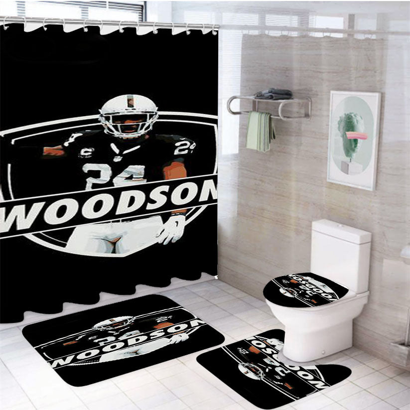 Charles Woodson Oakland Raiders 4Pcs Bathroom Set Shower Curtain